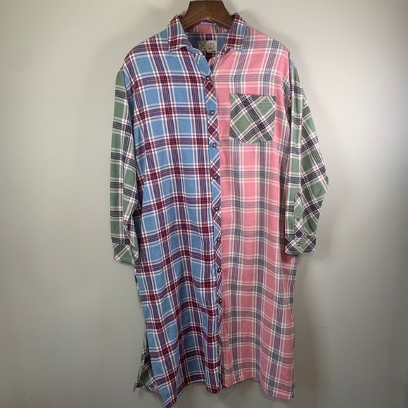 Oli & Hali Dresses & Skirts - Oli and Hali Mixed Plaid Real World Duster Long Flannel Button Down Size Medium